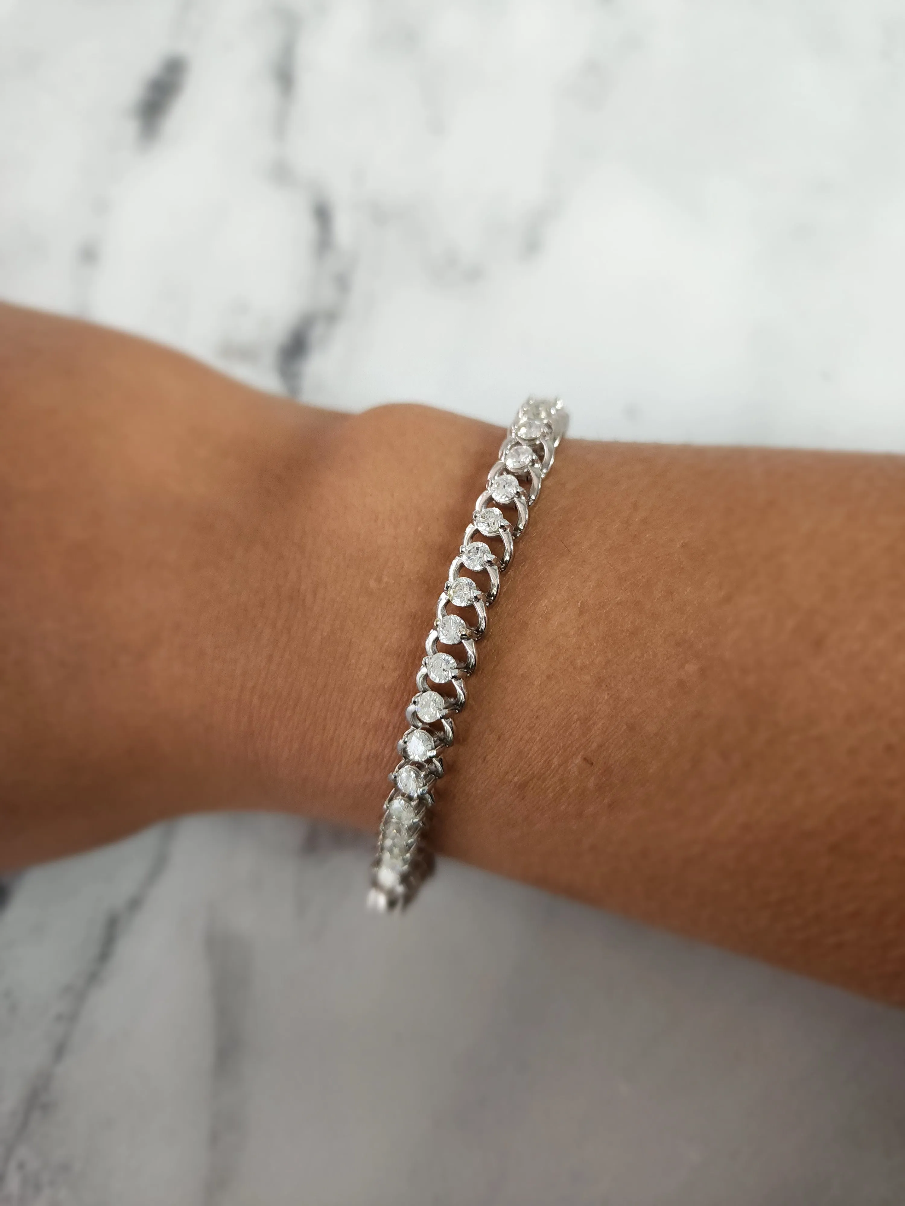 Diamond Link Bracelet with Polished Links