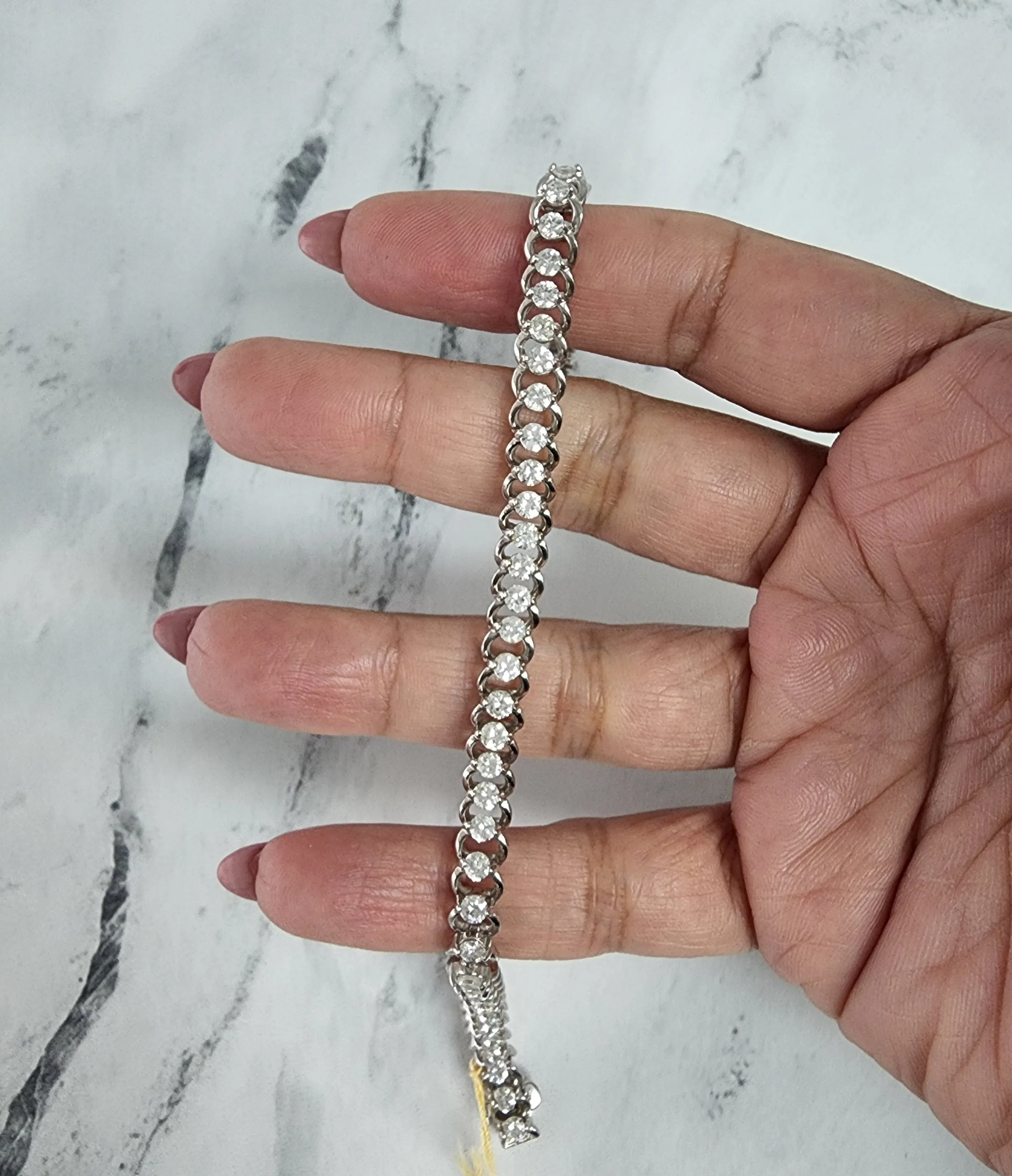 Diamond Link Bracelet with Polished Links