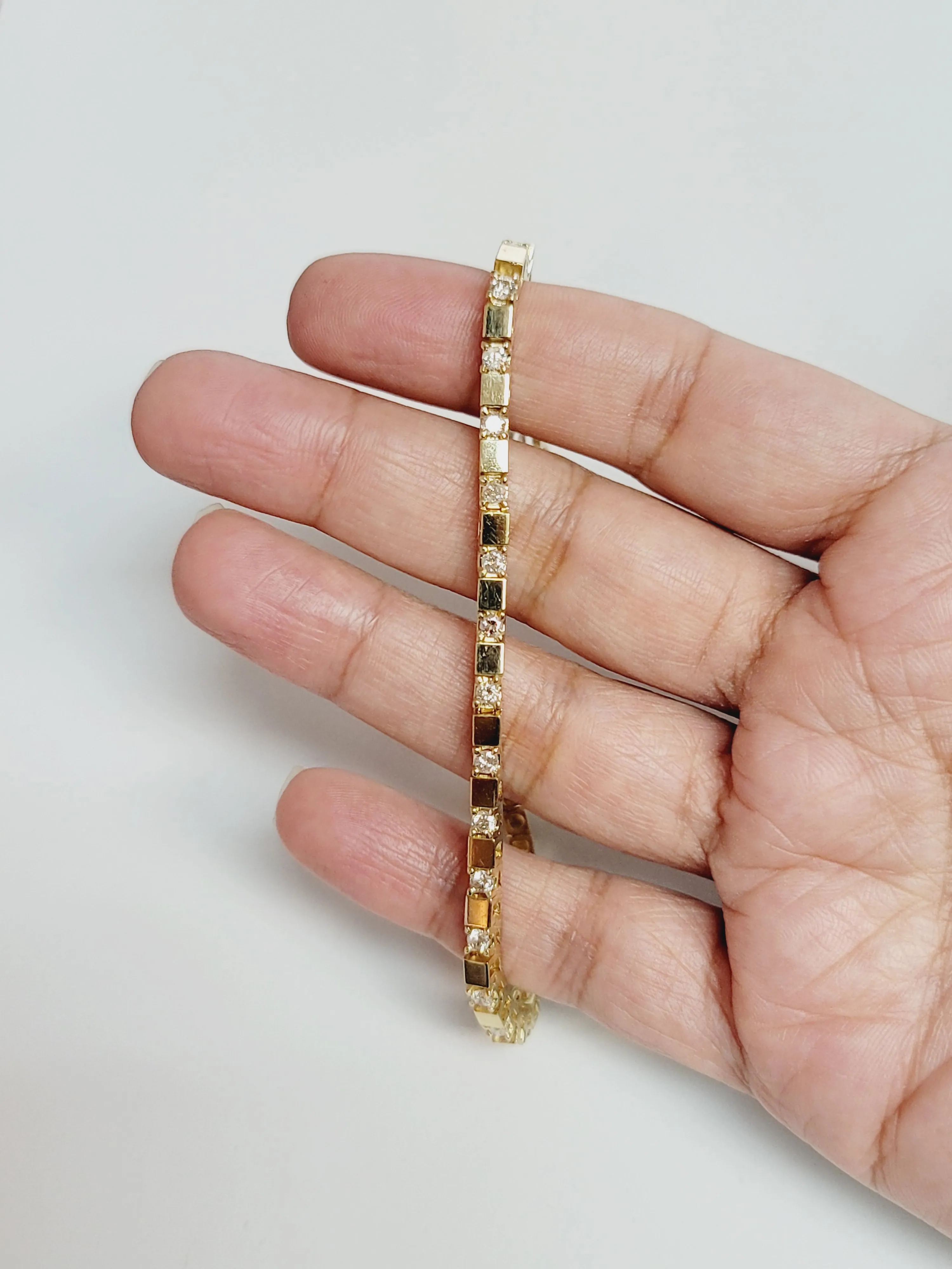 Diamond Square Block Tennis Bracelet 14k Yellow Gold