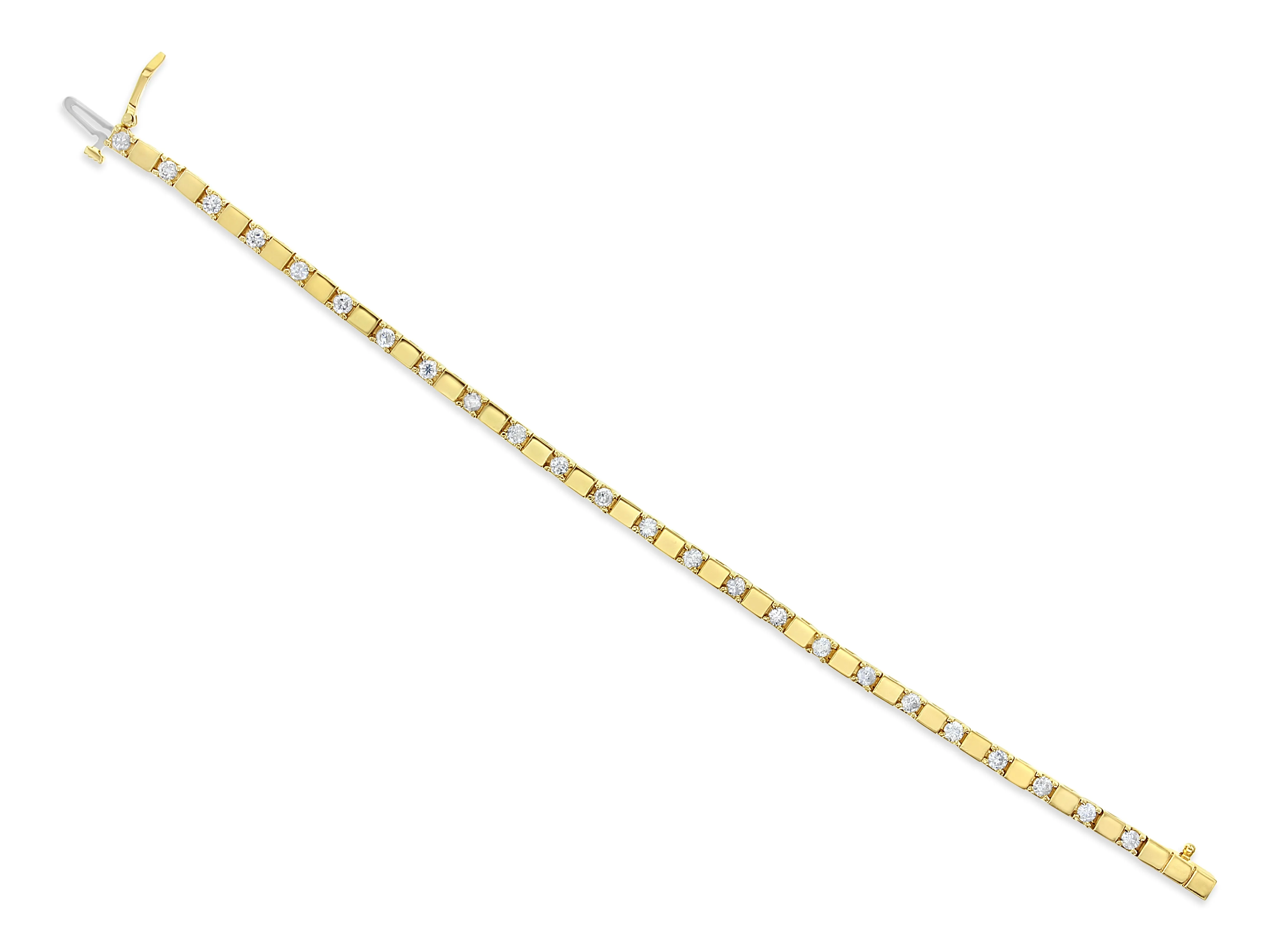 Diamond Square Block Tennis Bracelet 14k Yellow Gold