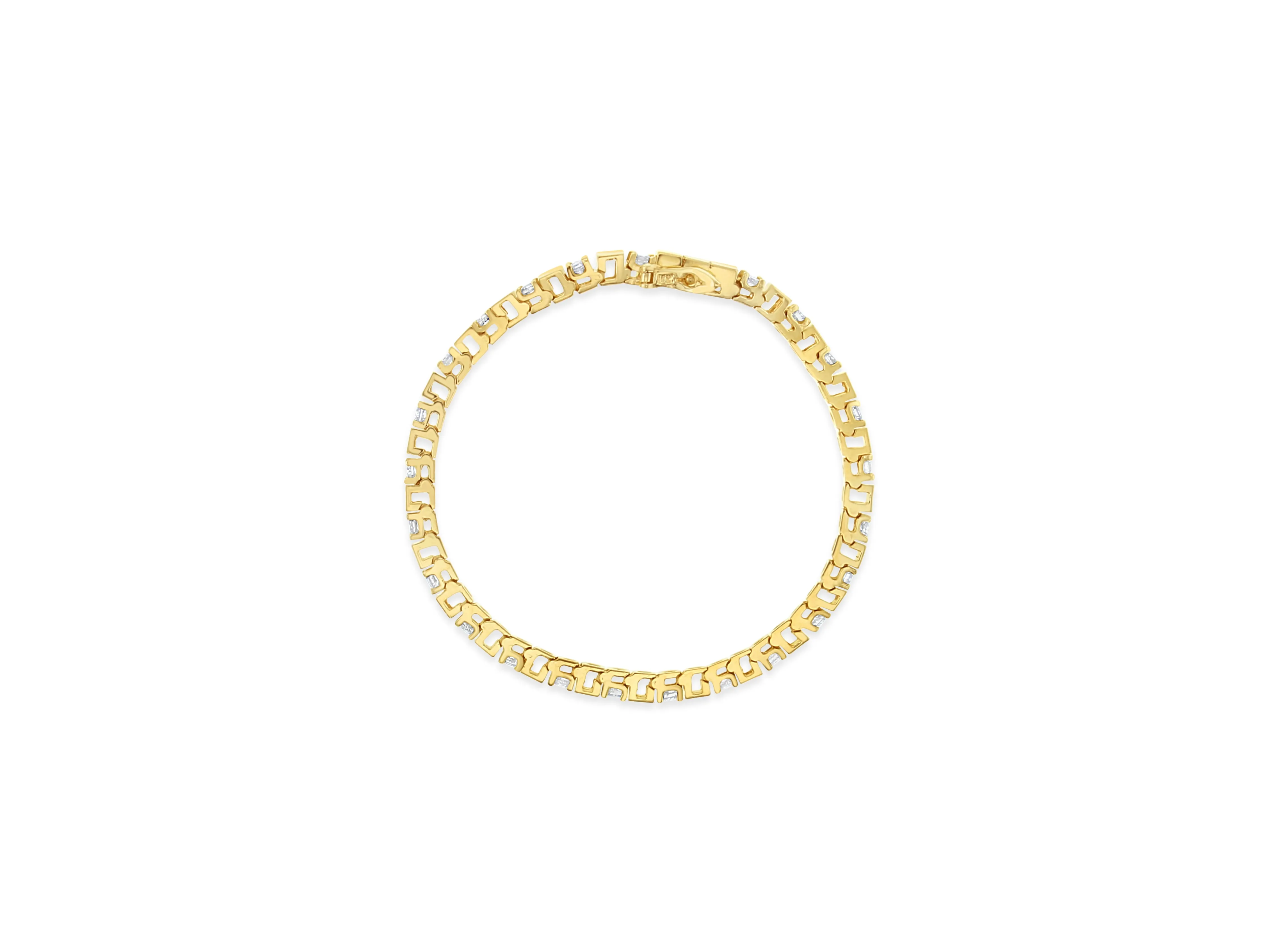 Diamond Square Block Tennis Bracelet 14k Yellow Gold