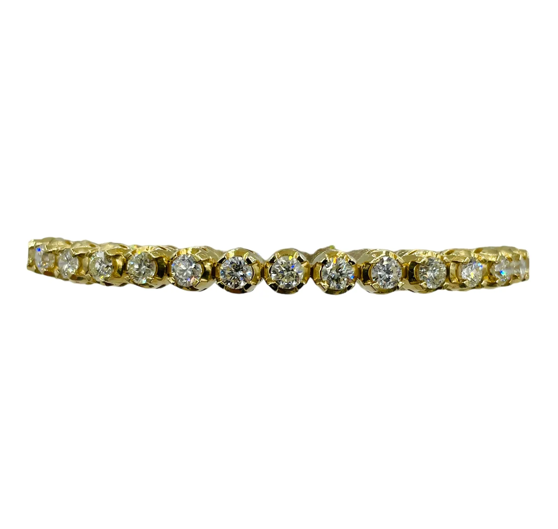 Diamond Yellow Gold Tennis Bracelet 6 1/2 Inches Long