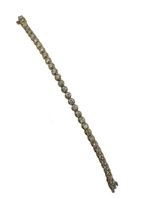 Diamond Yellow Gold Tennis Bracelet 6 1/2 Inches Long