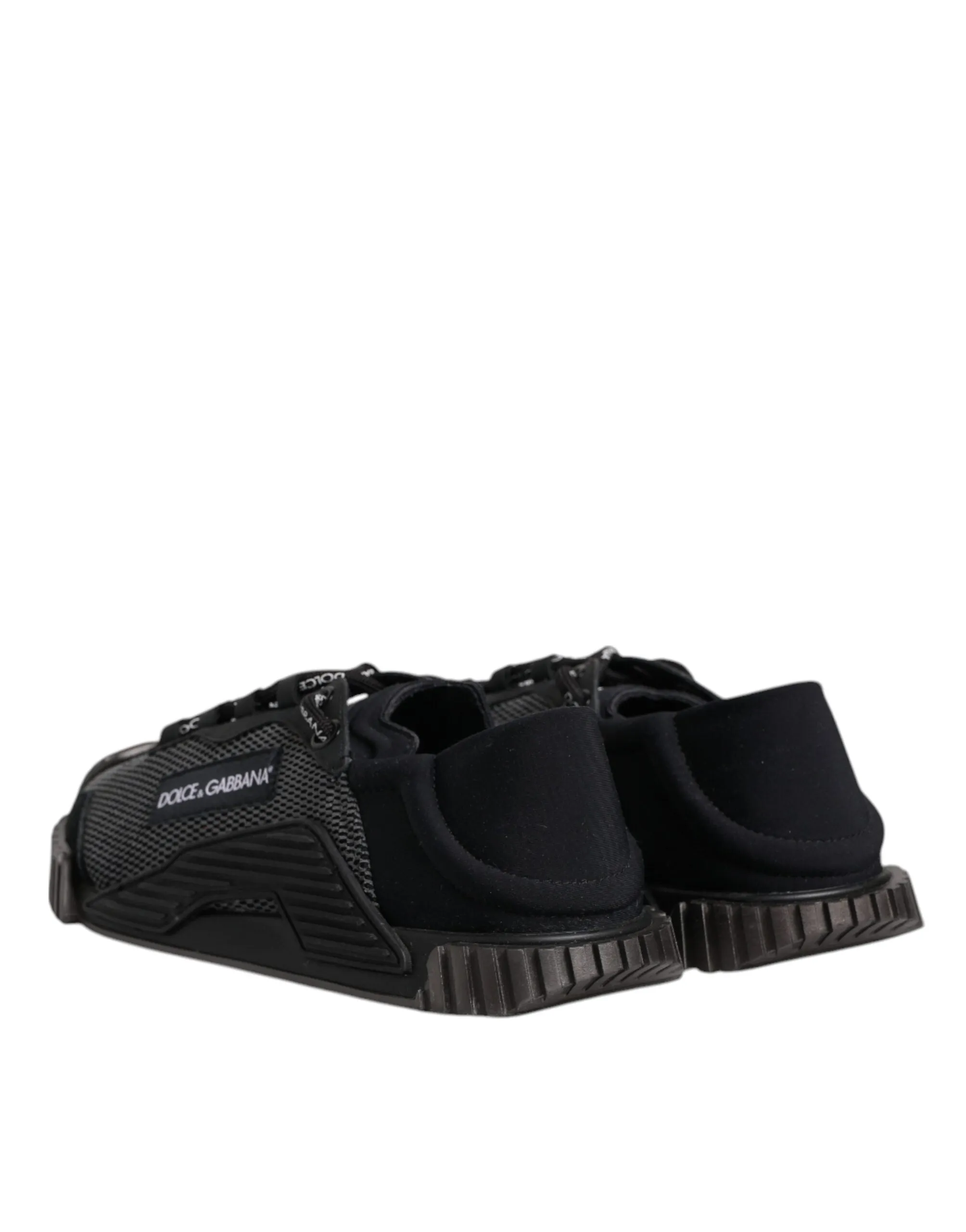 Dolce & Gabbana Black Silver Logo Low Top Men Sneakers Shoes