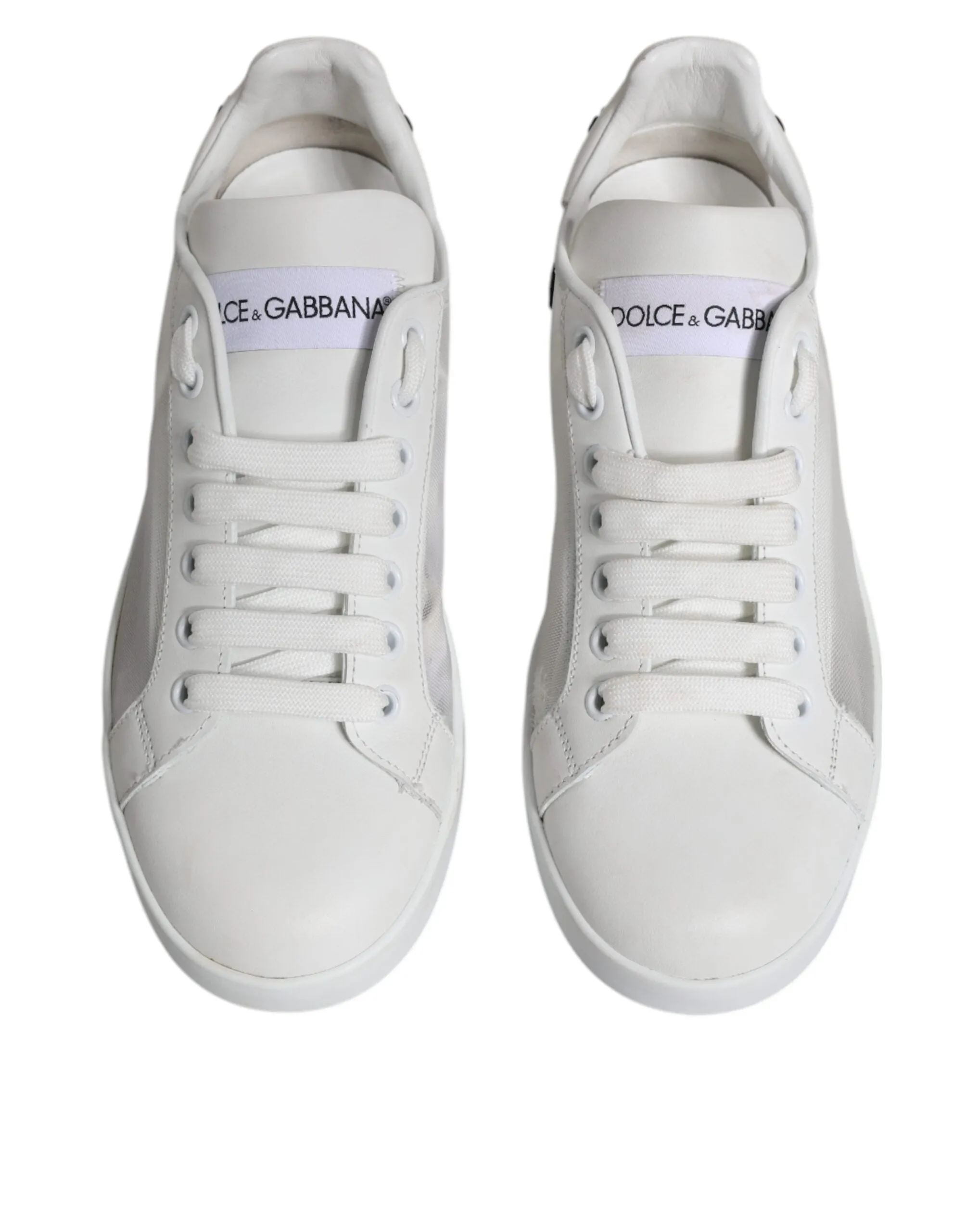 Dolce & Gabbana White Calf Leather Portofino Sneakers Shoes