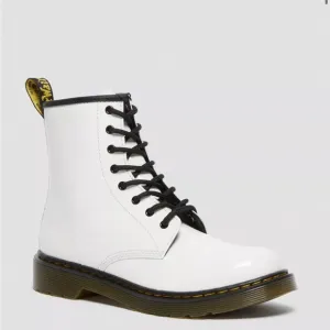 Dr. Martens Combs Little Kid Boot in White Patent Leather