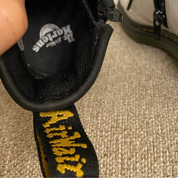 Dr. Martens Combs Little Kid Boot in White Patent Leather