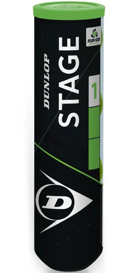 Dunlop Stage 1 Green Low Compression 4 Ball Tennis Ball Can