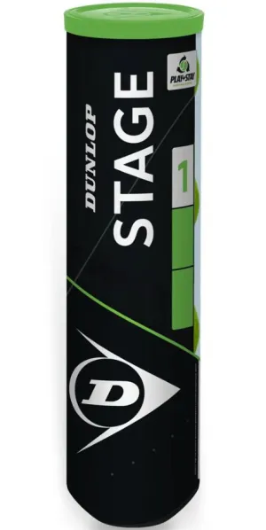 Dunlop Stage 1 Green Low Compression 4 Ball Tennis Ball Can