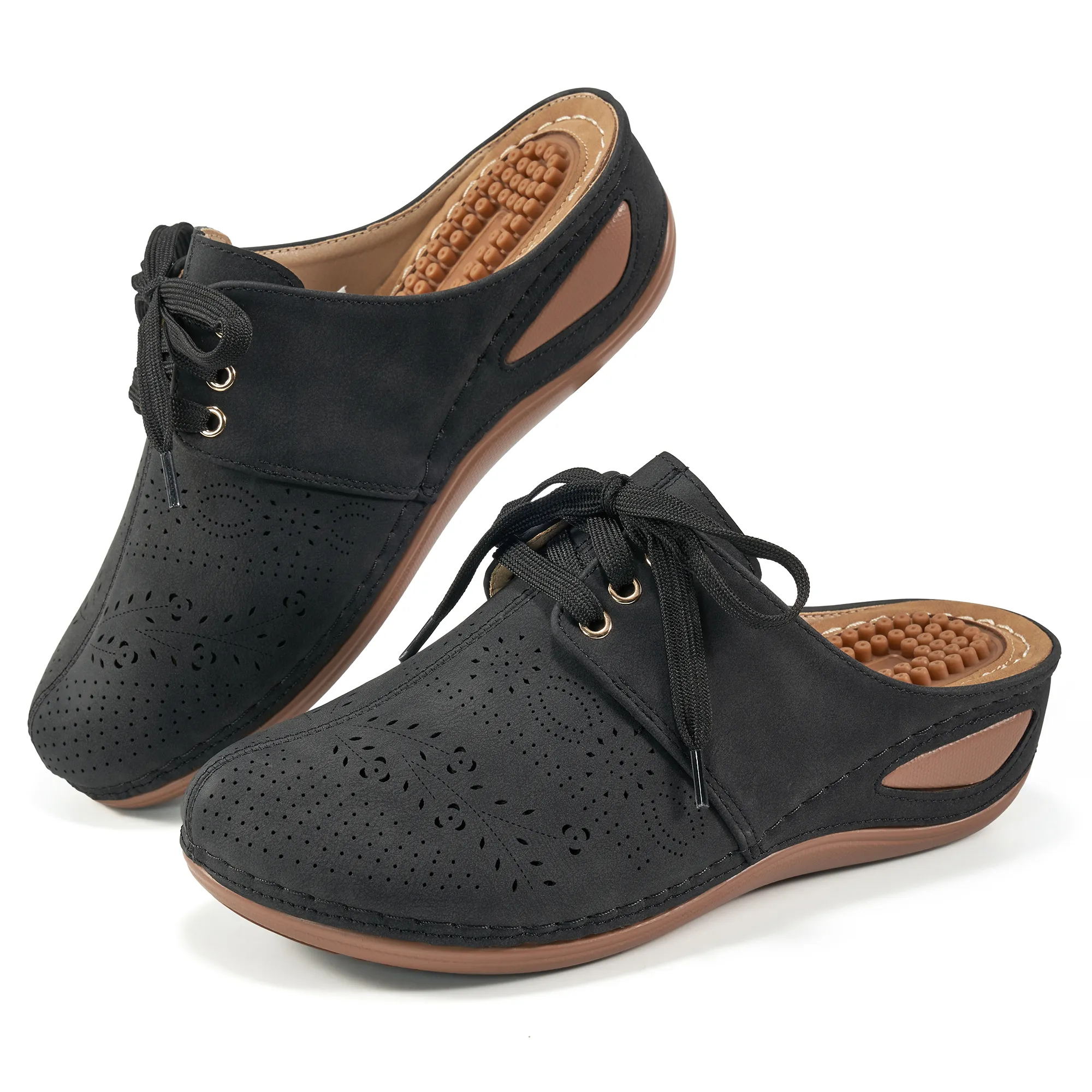 Ecetana Clogs for Women Wedge Sandals Comfort Breathable Closed Toe Sandals with Massage