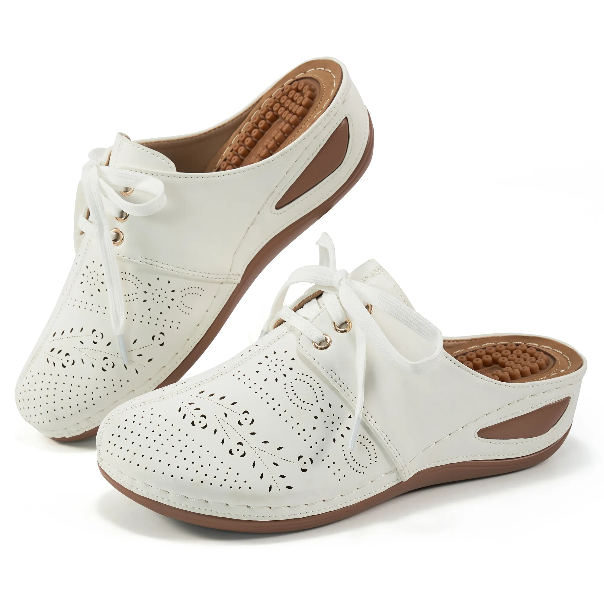 Ecetana Clogs for Women Wedge Sandals Comfort Breathable Closed Toe Sandals with Massage