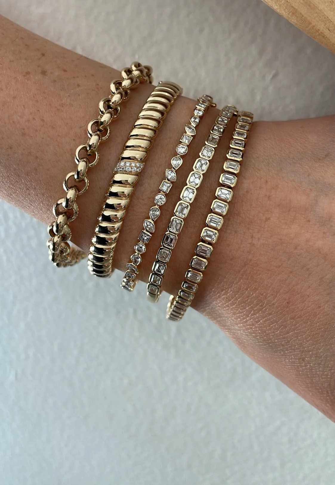 Emerald Cut Bezel Tennis Bracelet