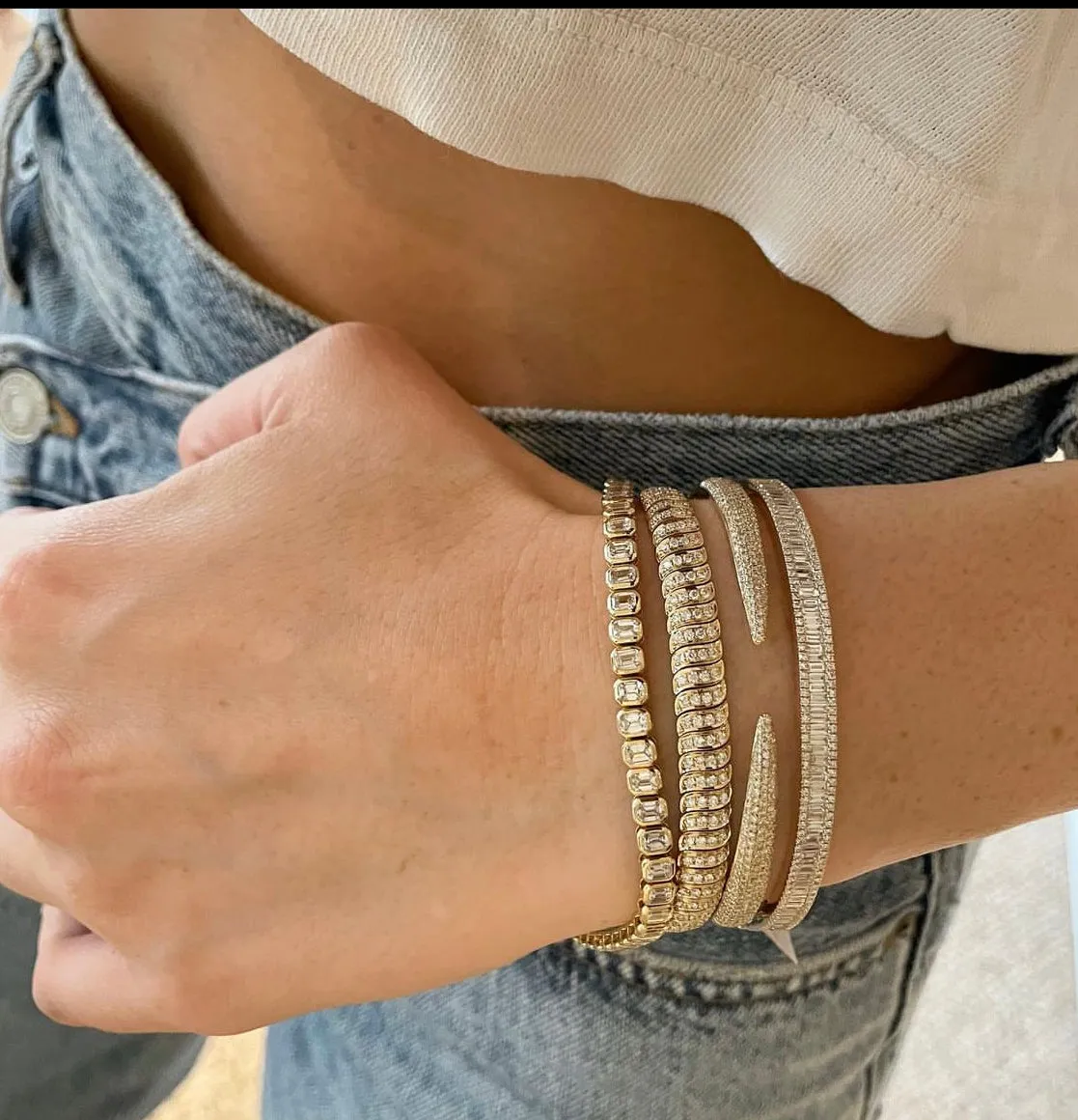 Emerald Cut Bezel Tennis Bracelet