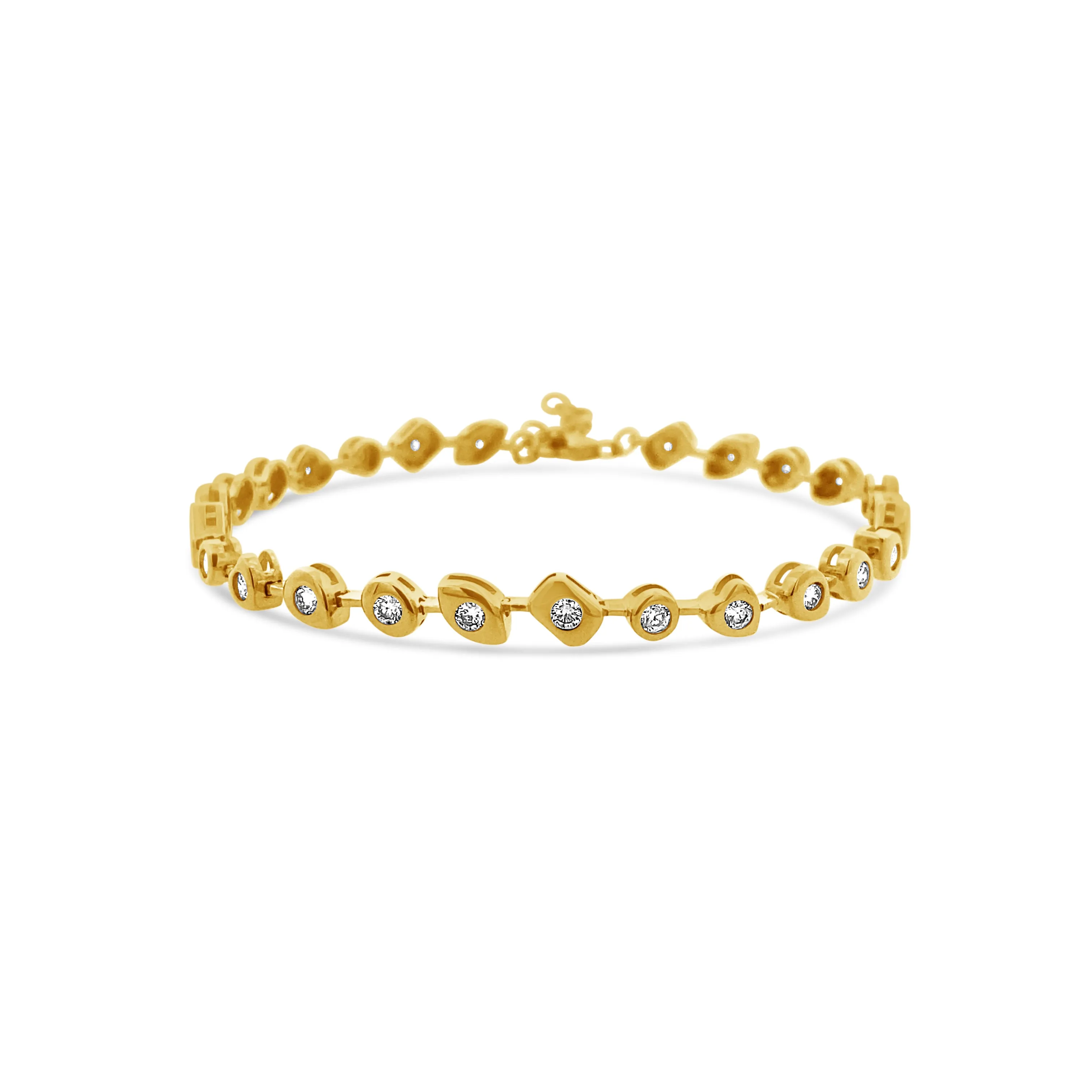 Fancy Gold Shaped Tennis Bracelet
