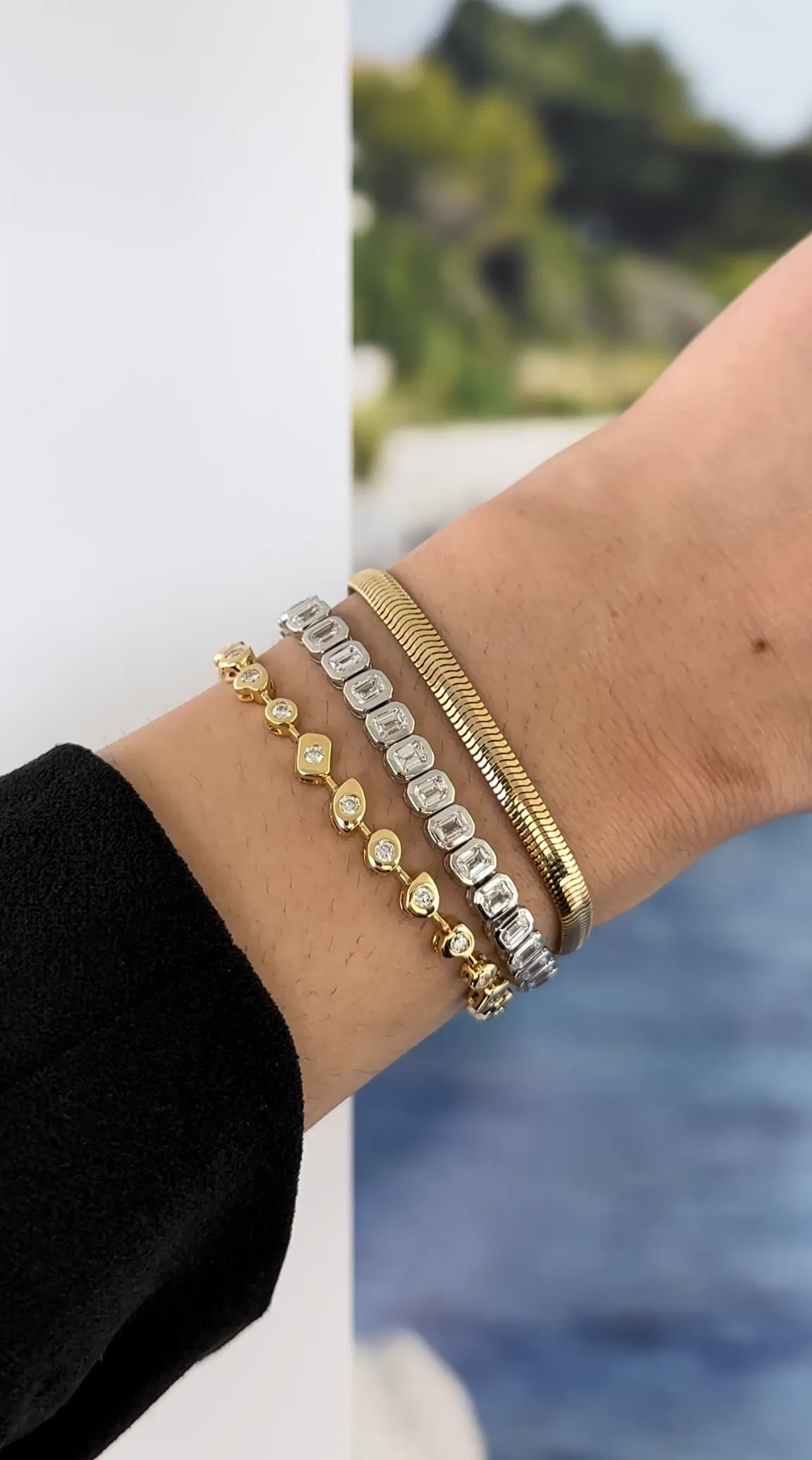 Fancy Gold Shaped Tennis Bracelet