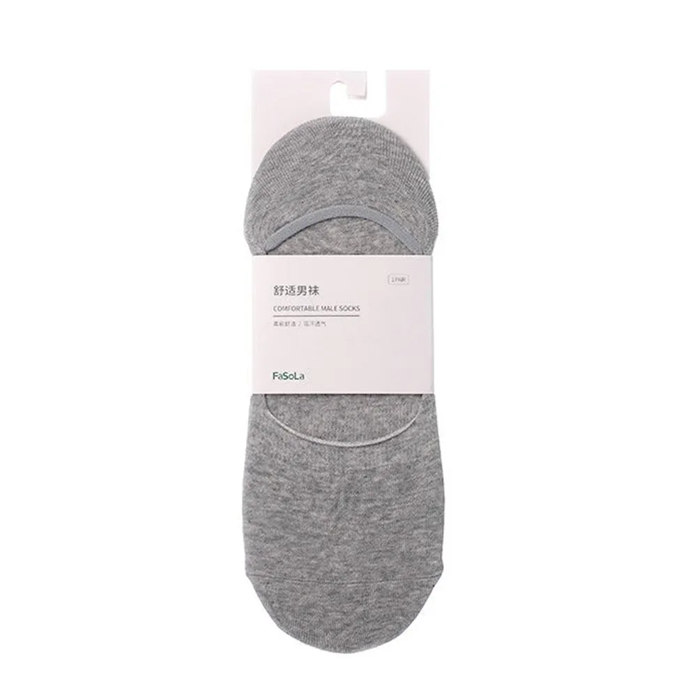 FaSoLa Men's Cotton No-Show Socks - Grey, 1 Pair