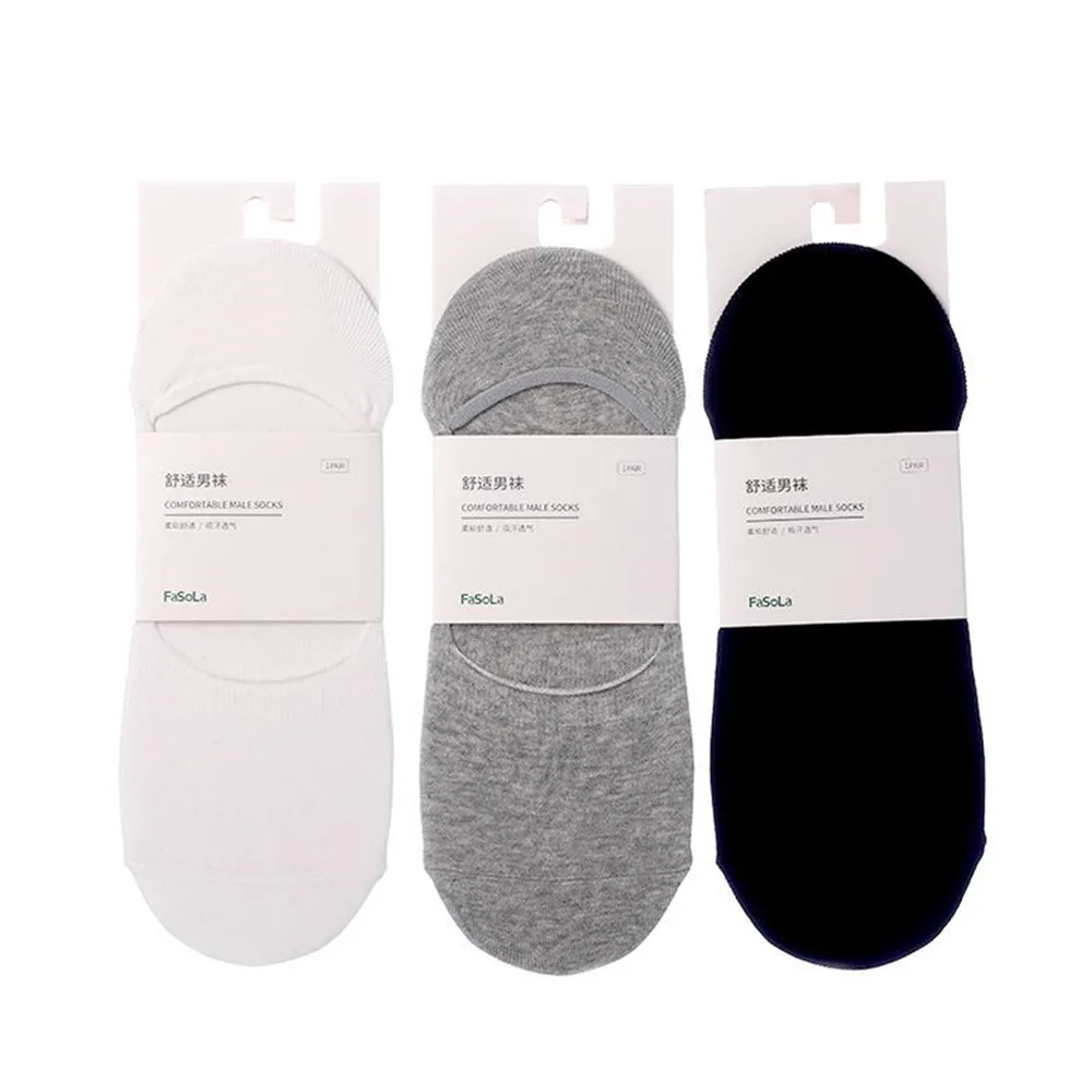 FaSoLa Men's Cotton No-Show Socks - Grey, 1 Pair
