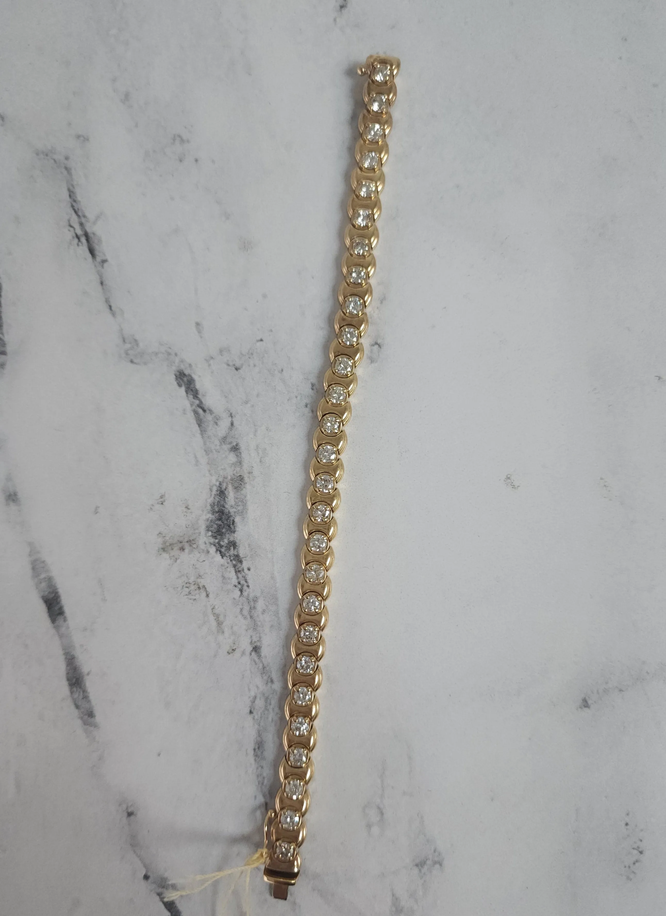 Five Carat Diamond Bezel Tennis Bracelet 14k Yellow Gold