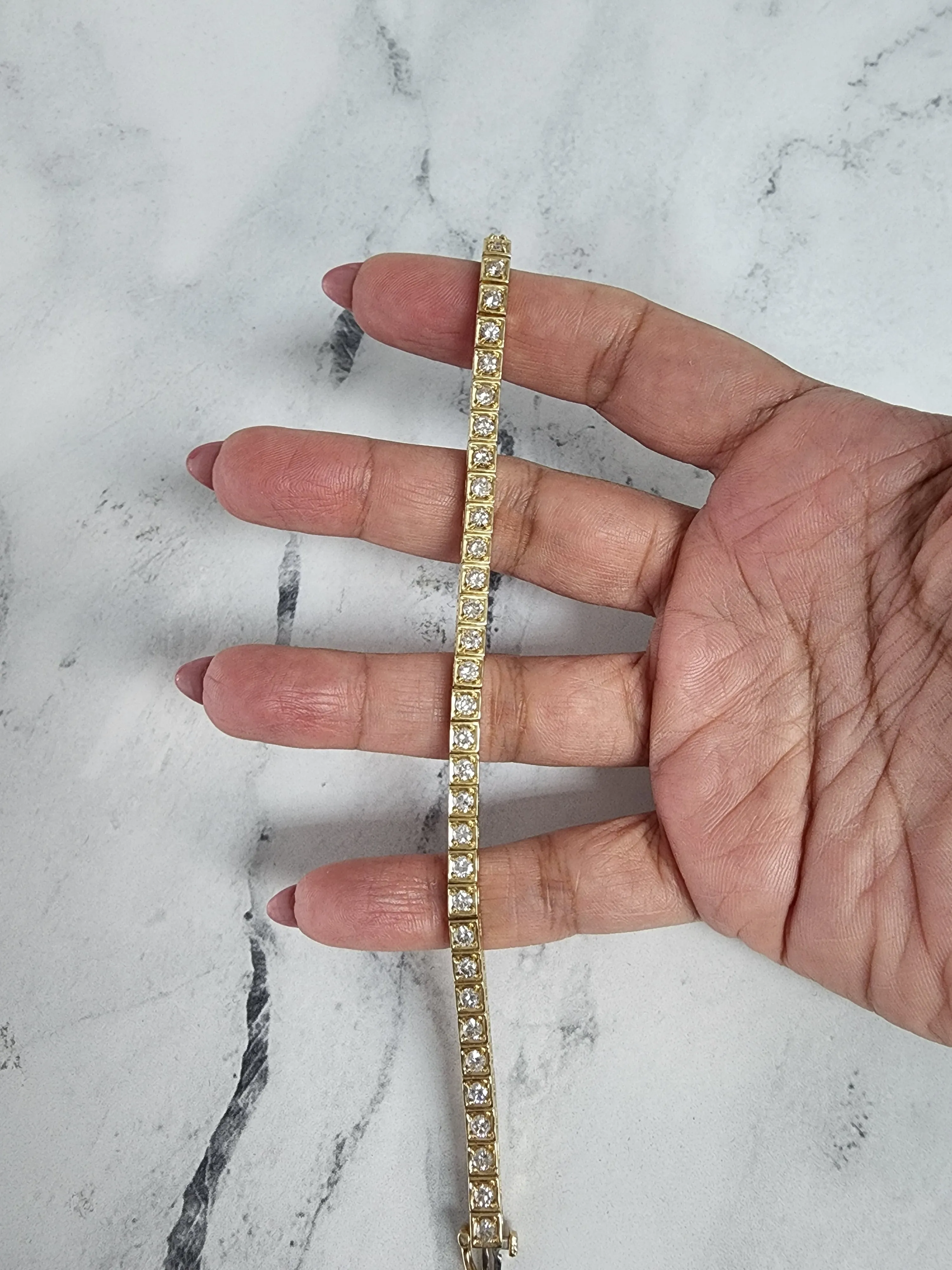Five Carat Diamond Tennis Bracelet with Square Bezel Setting