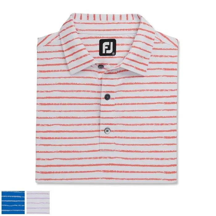 Footjoy Chalk Line Print Stretch Pique Self Collar L White / Lavender (29607)