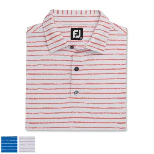 Footjoy Chalk Line Print Stretch Pique Self Collar L White / Lavender (29607)