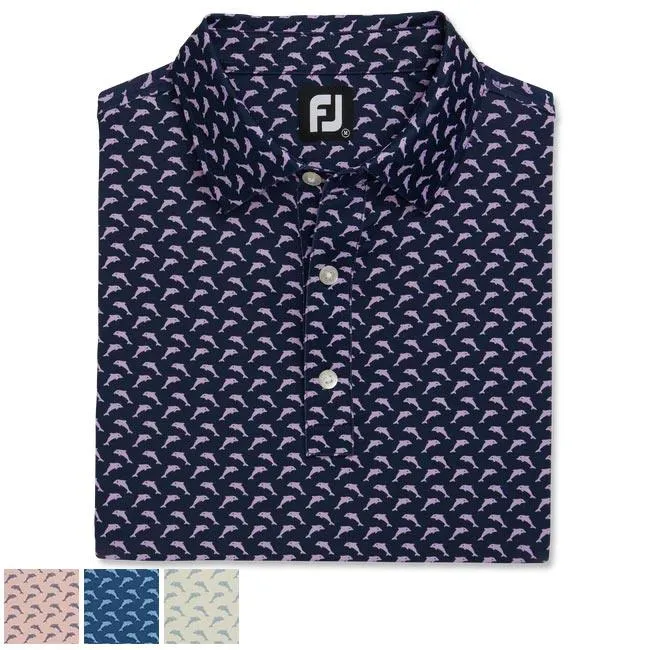 Footjoy Lisle Leaping Dolphins Print Self Collar L Quartz Pink / Graphite (29567)