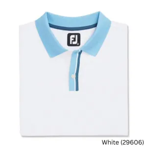 FootJoy Solid Stretch Pique with Stripe Placket Knit Collar L White (29606)