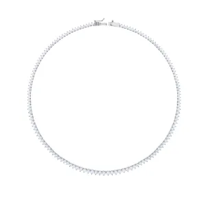 Graduated Round Cut Tennis Necklace With Box Clasp - Silver White - 45cm