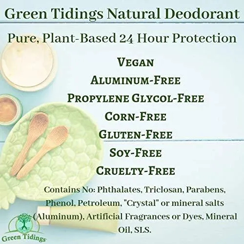 Green Tidings All Natural Deodorant- Lavender, 2.7 Ounces (5 PACK)