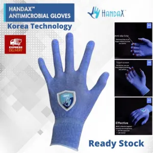 Handax Antimicrobial Fabric Gloves (Kills 99.9% Of Harmful Microorganisms) Blue
