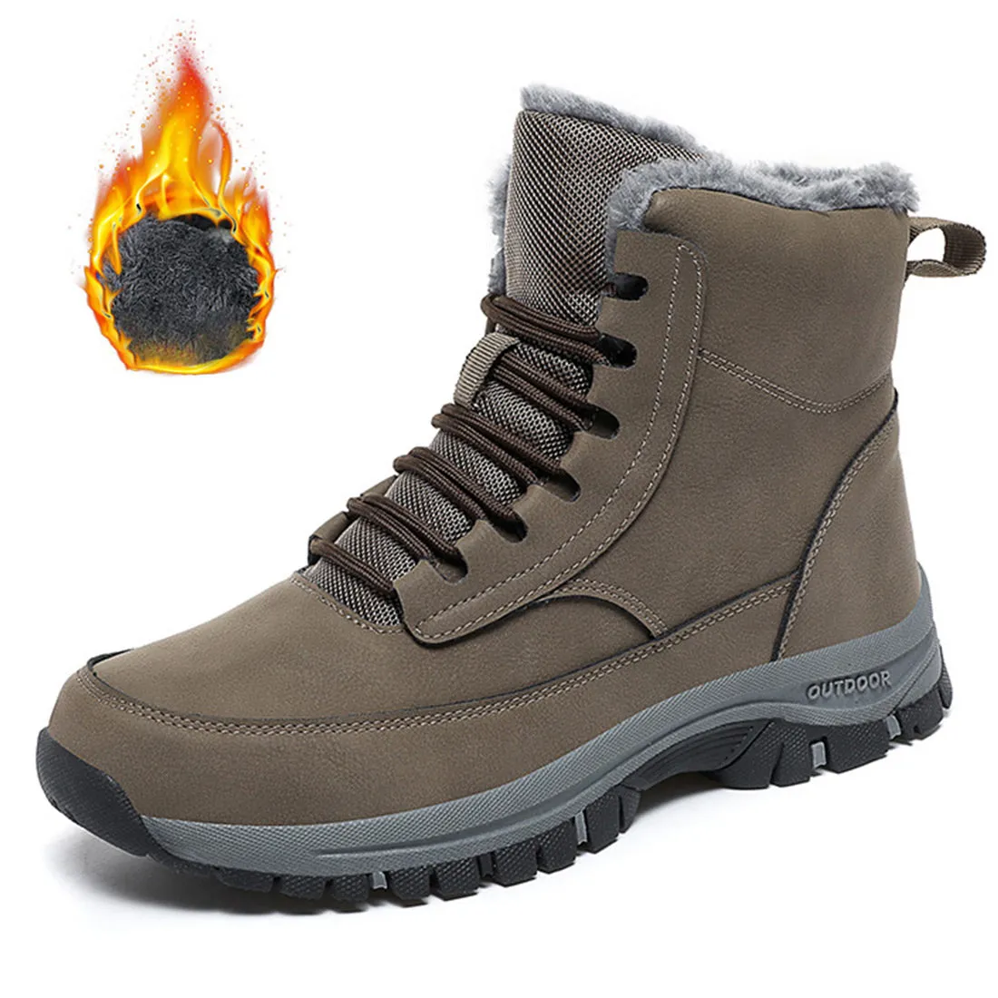 HARENC Mens Winter Snow Boots Anti Slip Hiking Outdoor Trekking Shoes
