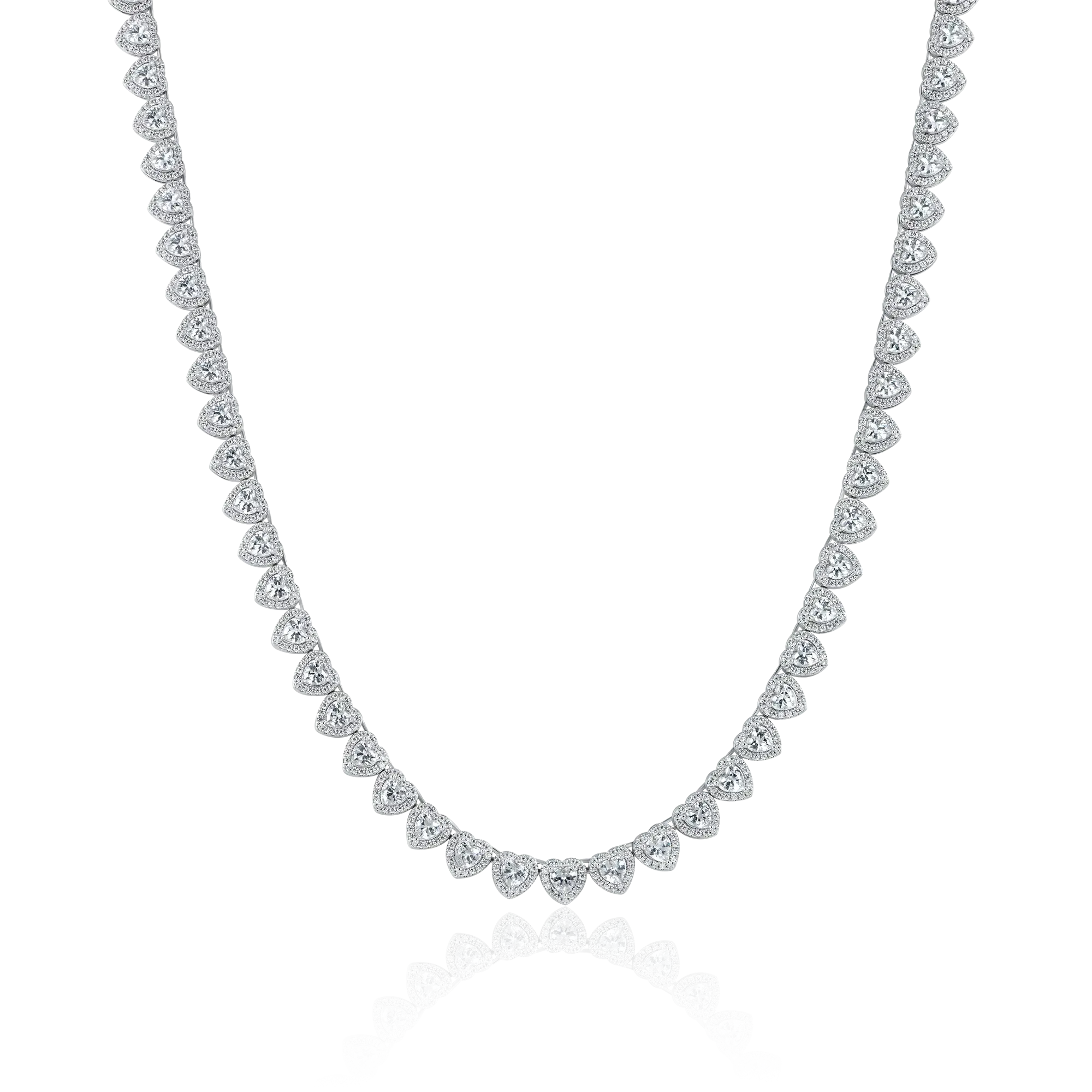 Heart Shaped Cut Clustered Tennis Chain - 7mm