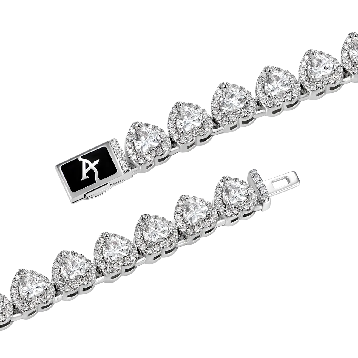 Heart Shaped Cut Clustered Tennis Chain - 7mm