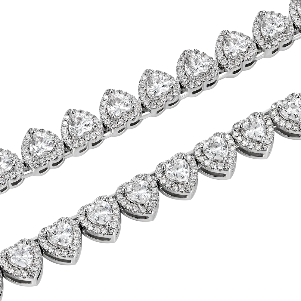 Heart Shaped Cut Clustered Tennis Chain - 7mm