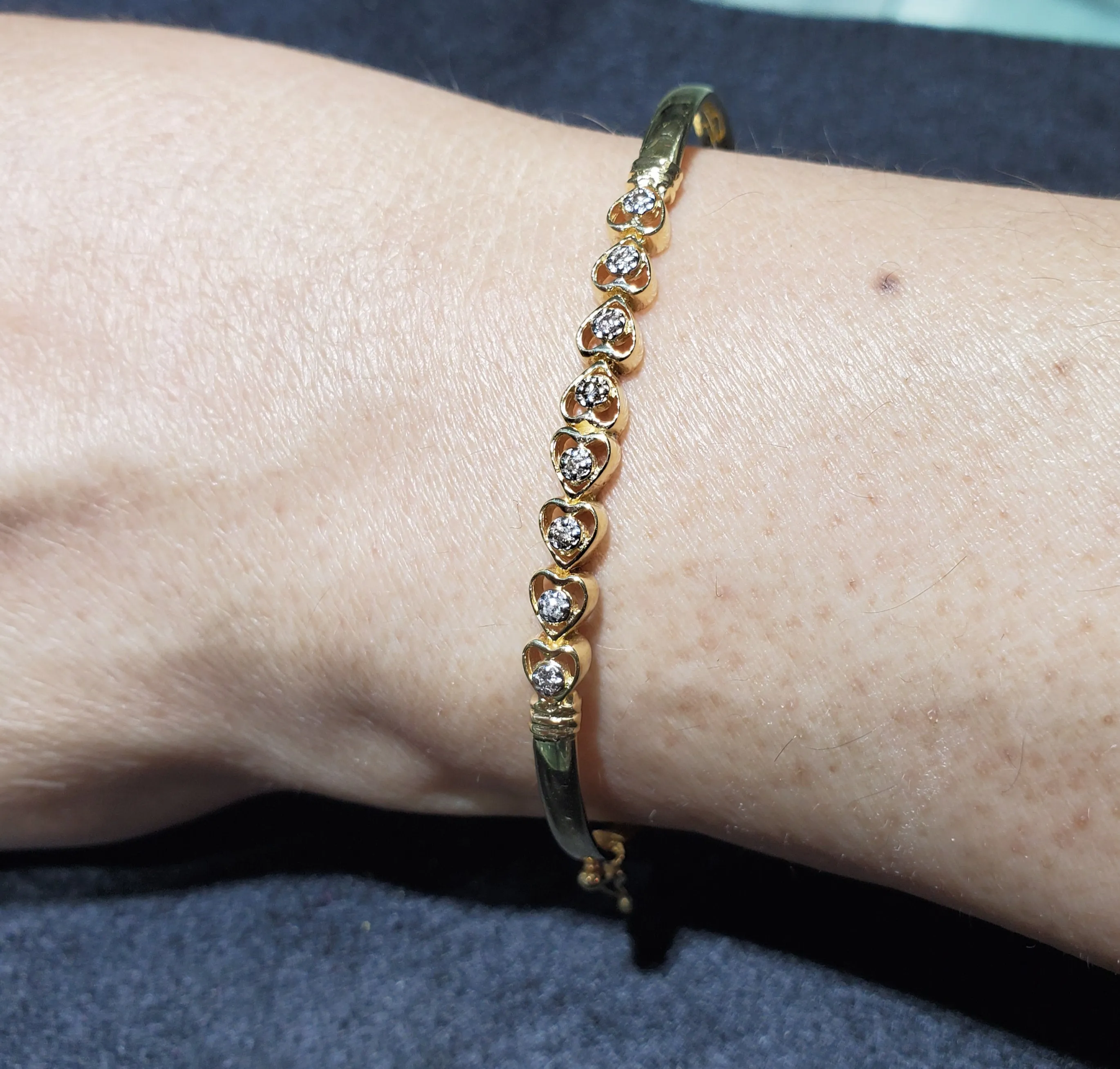 Heart Shaped Diamond Bangle