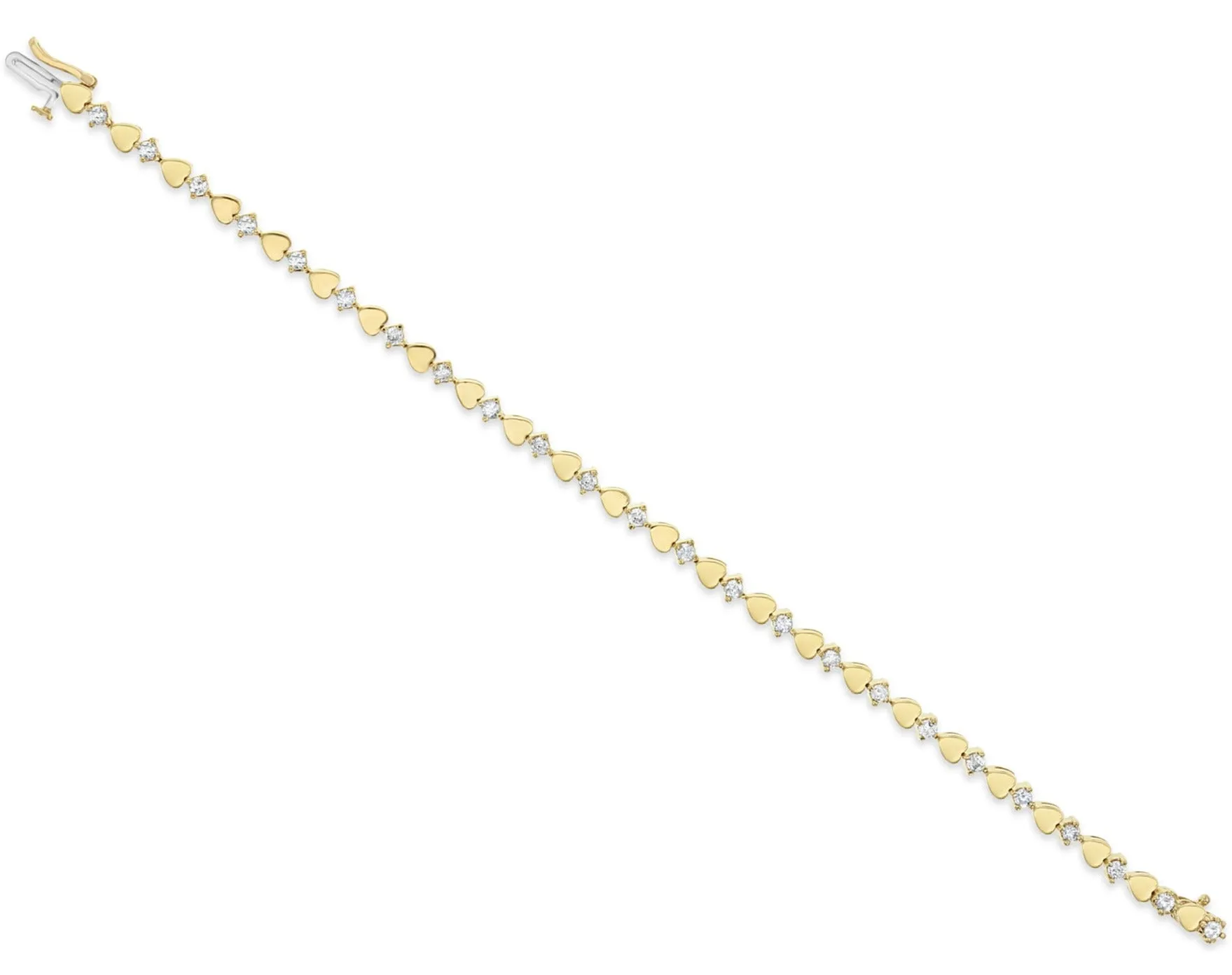 Heart Shaped Diamond Tennis Bracelet 14k Yellow Gold