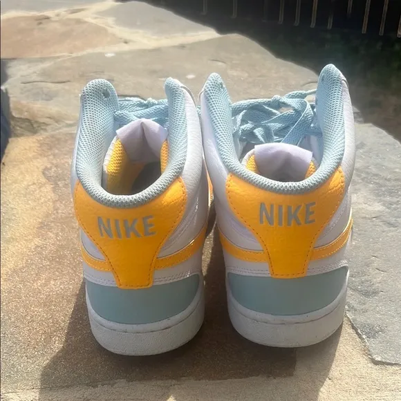 High-Top Sneakers - White, Blue, and Yellow