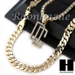 HIP HOP DREAM CHASERS TENNIS CHAIN DIAMOND CUT 30" CUBAN LINK CHAIN S58