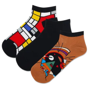 HOTSOX Women's Mondrian/Kandinsky Low Cut Sock 3 Pack