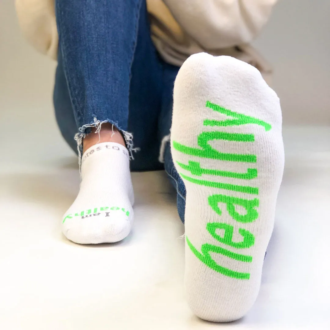 I am healthy® white low-cut socks