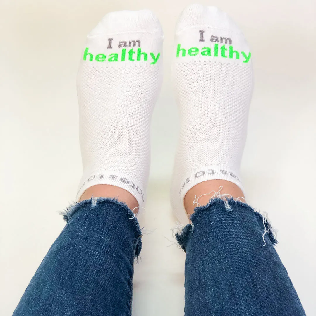 I am healthy® white low-cut socks