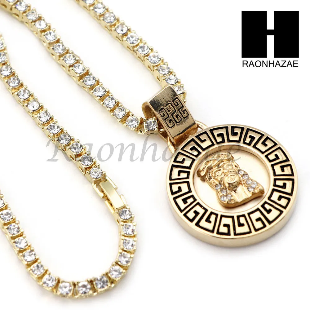 JESUS ROUND TENNIS CHAIN DIAMOND CUT 30" CUBAN LINK CHAIN NECKLACE S042