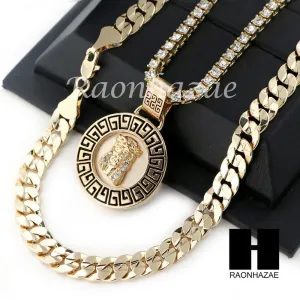 JESUS ROUND TENNIS CHAIN DIAMOND CUT 30" CUBAN LINK CHAIN NECKLACE S042