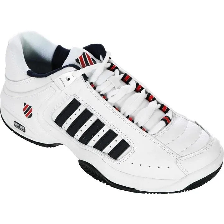 K-Swiss Defier RS Mens Tennis Shoes - White / Dress Blue / Fiery Red