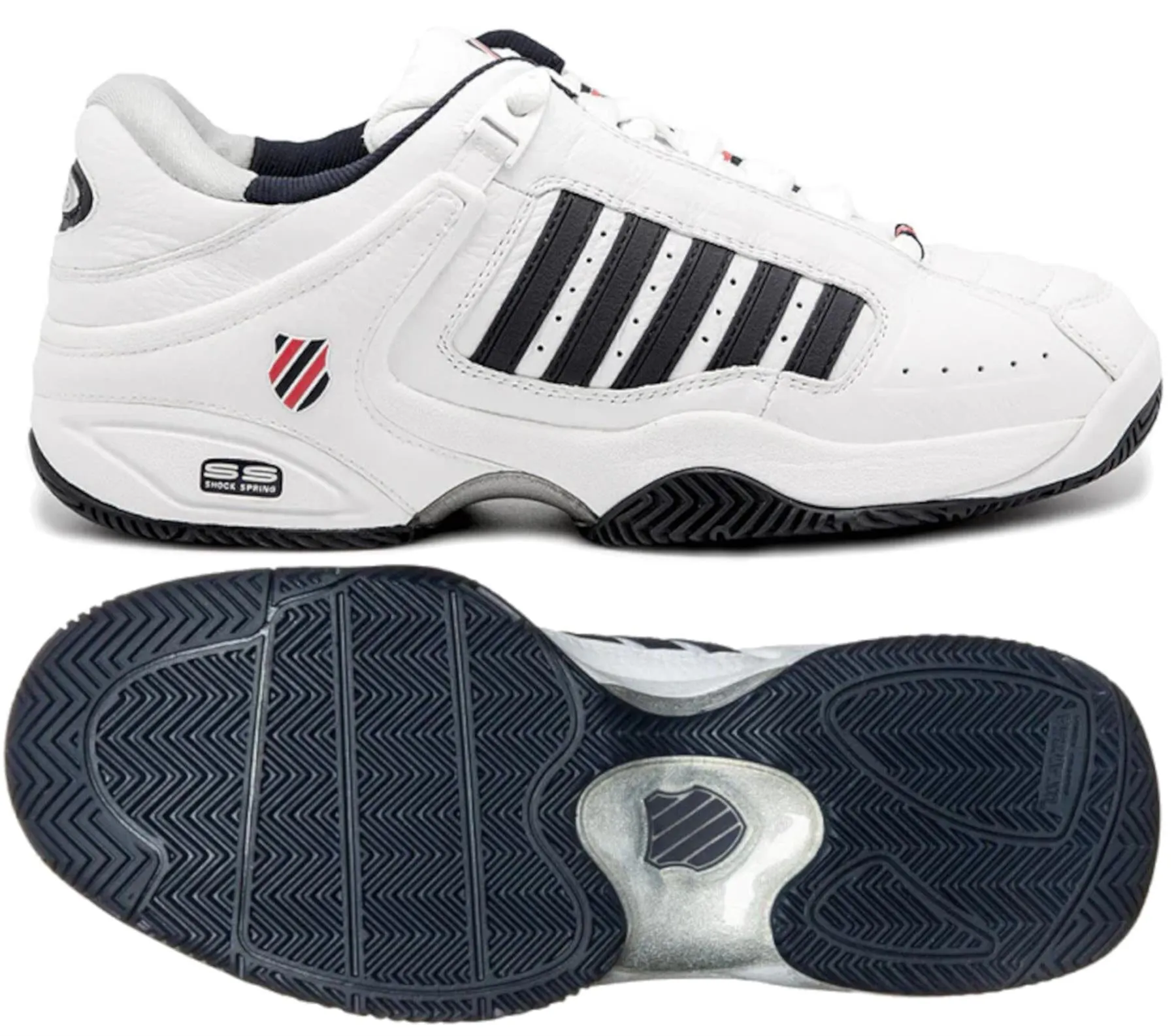 K-Swiss Defier RS Mens Tennis Shoes - White / Dress Blue / Fiery Red
