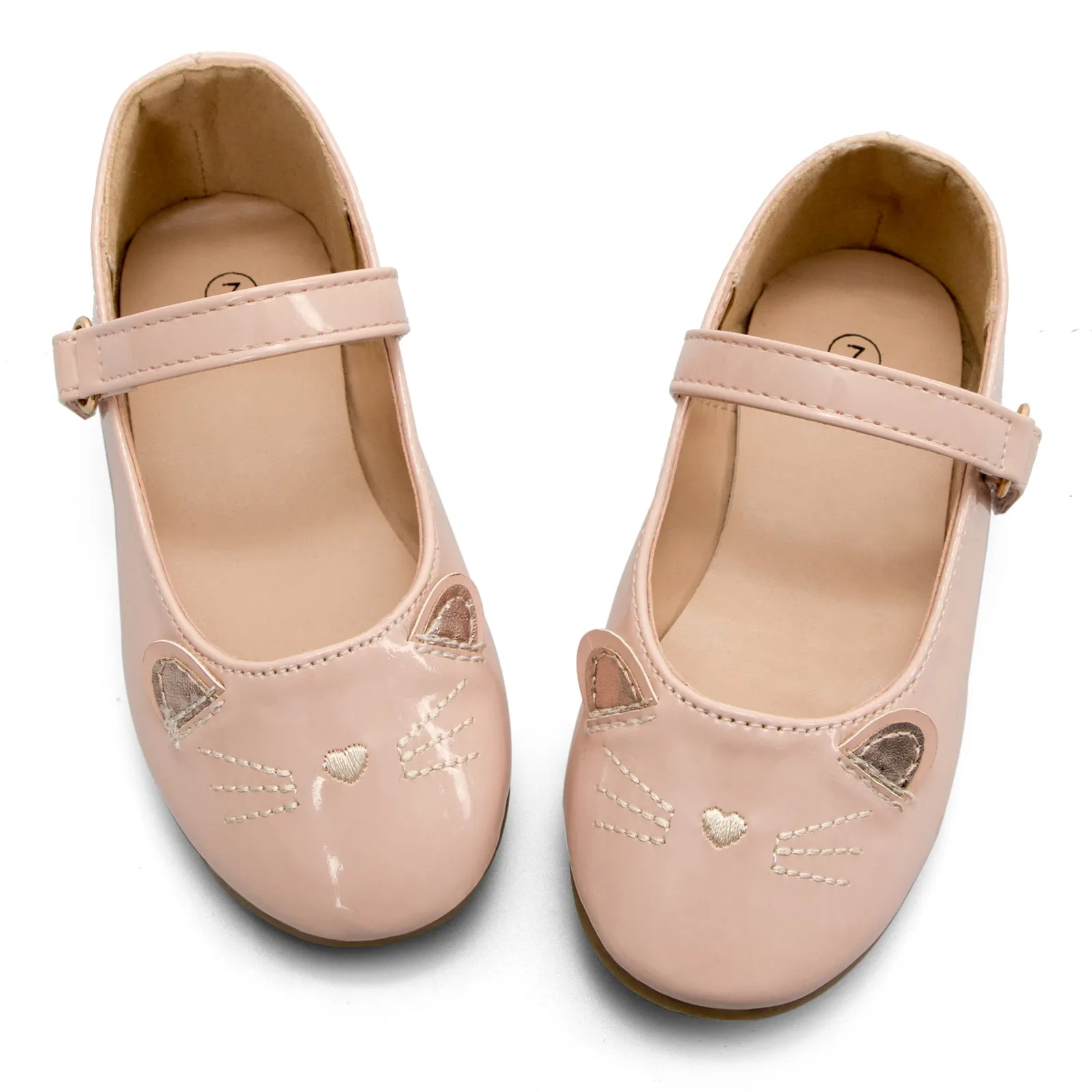Kids Dress Shoes-3D Cat Ears Nude Mary Jane Dress Shoes