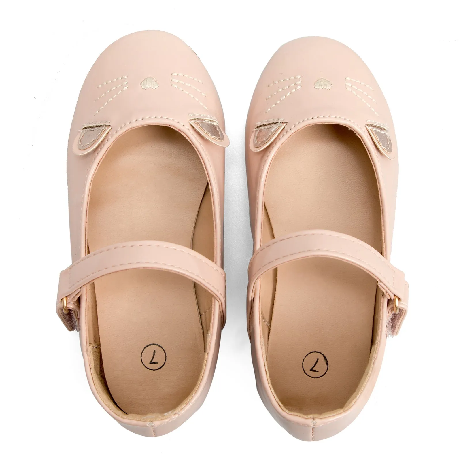 Kids Dress Shoes-3D Cat Ears Nude Mary Jane Dress Shoes
