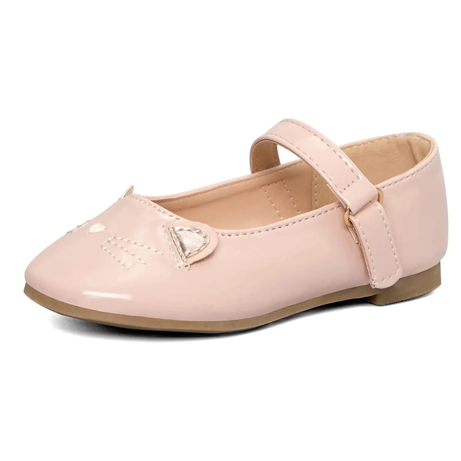 Kids Dress Shoes-3D Cat Ears Nude Mary Jane Dress Shoes
