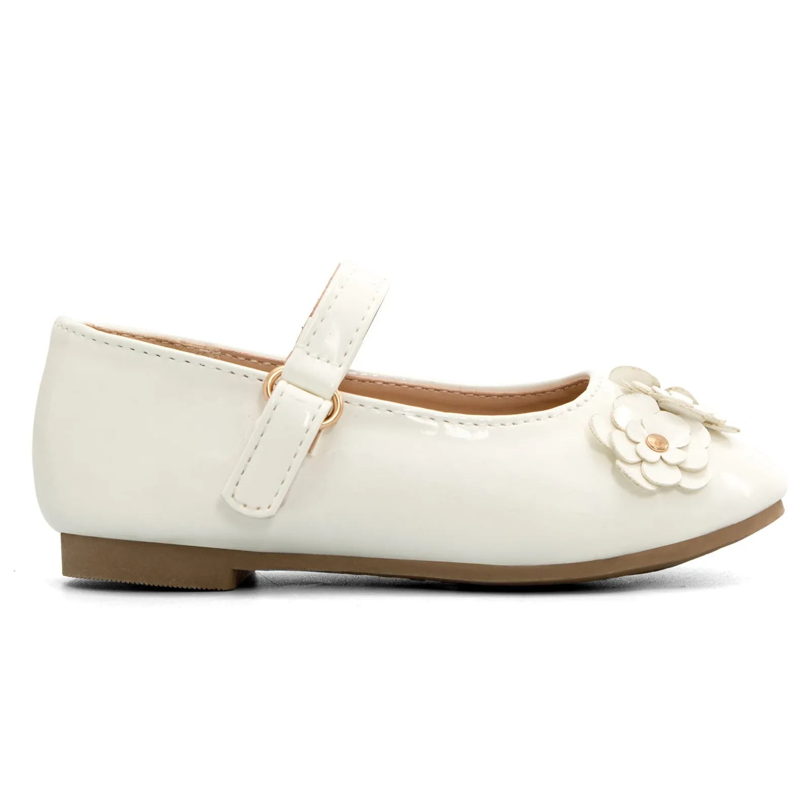 Kids Dress Shoes-Stereoscopic Flower White Mary Jane Shoes