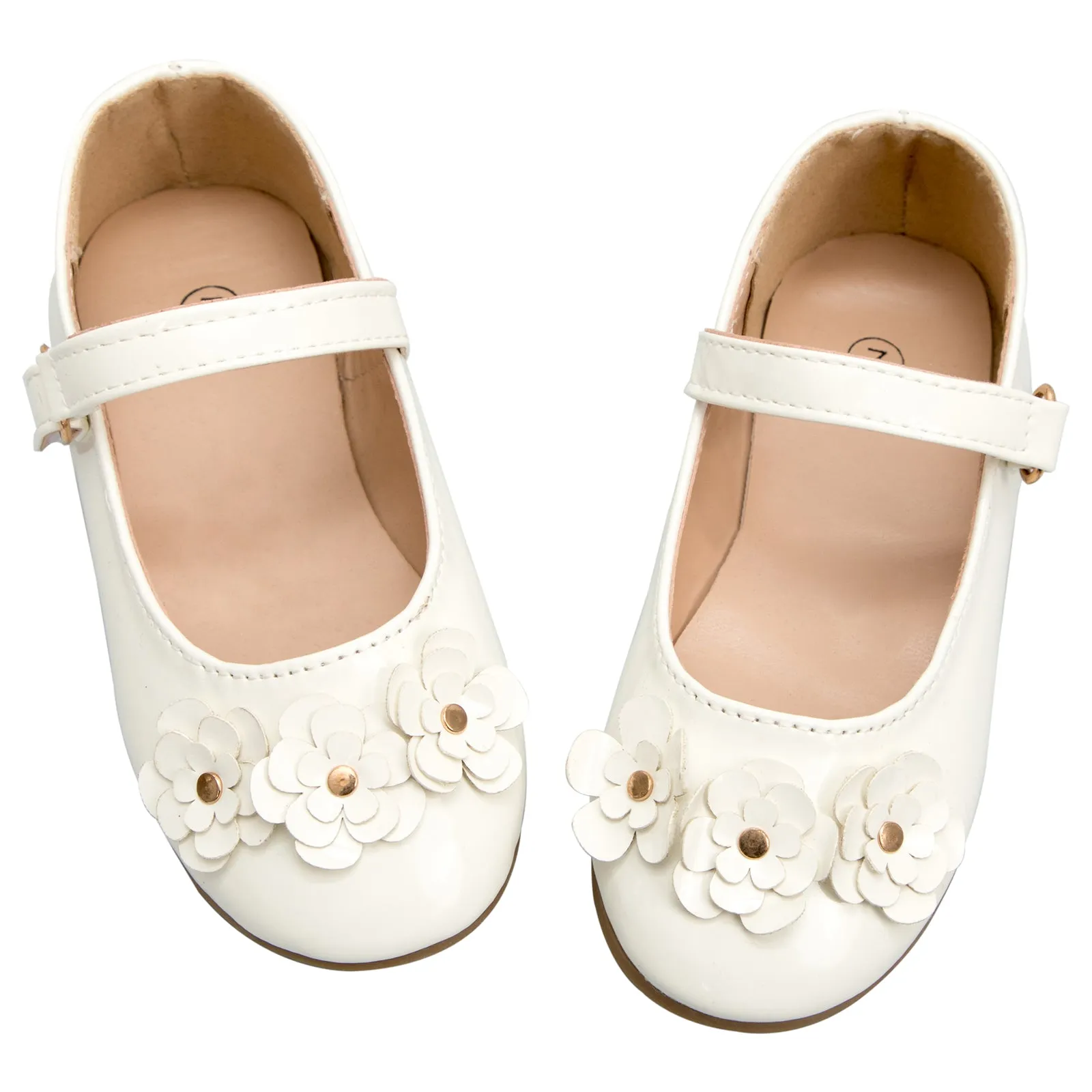 Kids Dress Shoes-Stereoscopic Flower White Mary Jane Shoes